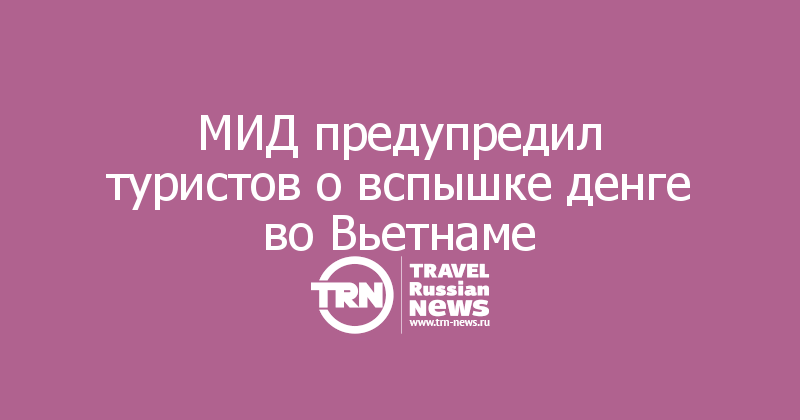 МИД предупредил туристов о вспышке денге во Вьетнаме