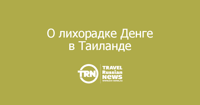 О лихорадке Денге в Таиланде 