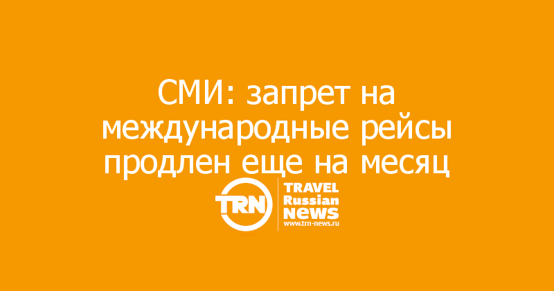 СМИ: запрет на международные рейсы продлен еще на месяц 